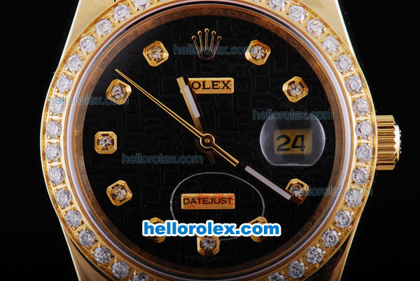 Rolex Datejust Automatic Black Dial with Diamond Bezel - Click Image to Close